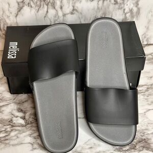Melissa Black and Gray Sandals with Contoured Footbed